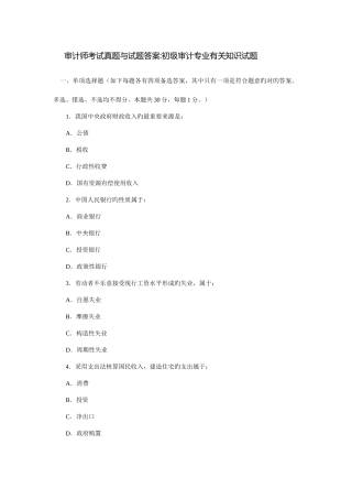 2025年初级审计师考试审计专业相关知识真题及答案