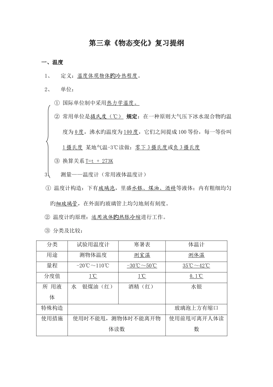2025年初中物理物态变化知识点_第1页