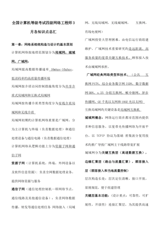 2025年全国计算机等级考试四级网络工程师知识点总汇并附冲刺必考题型