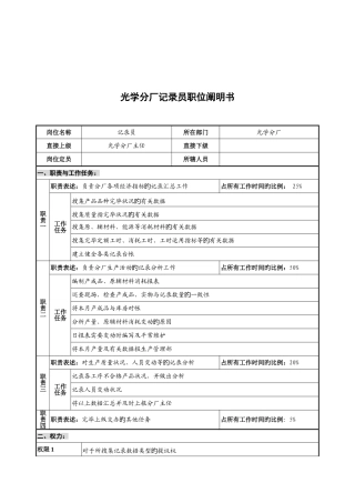 2025年华北光学仪器公司光学分厂统计员职位说明书