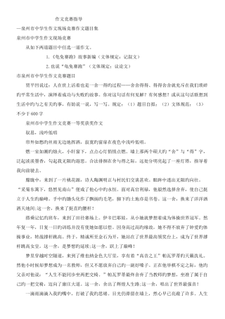 2025年南安作文竞赛指导