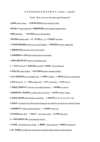 2025年人教版九年级英语短语和重要句型归纳