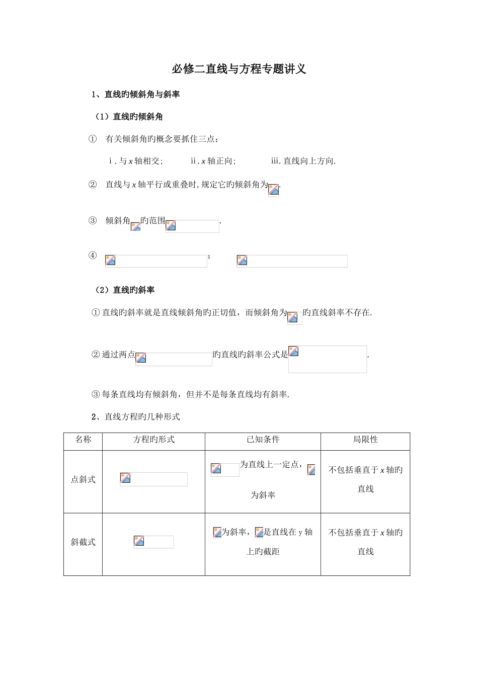 2025年人教版数学必修直线与方程知识点专题讲义_第1页