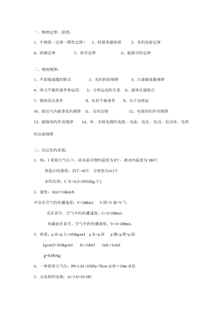 2025年天津中考物理复习重要知识点汇总