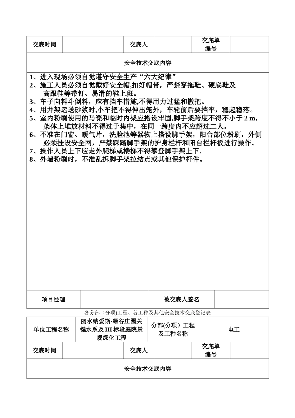 2025年安全技术交底记录表全套_第2页