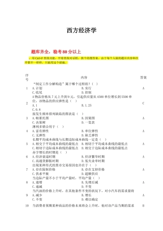 2025年电大职业技能实训形成性考核西方经济学工商管理答案