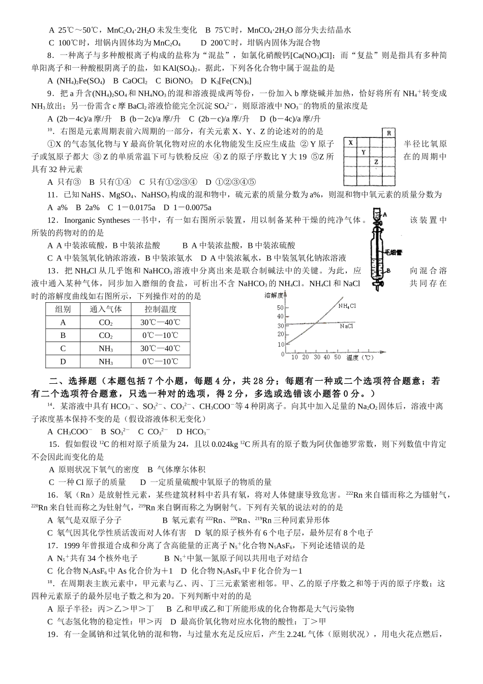 2025年温州市高一化学竞赛模拟试卷_第2页