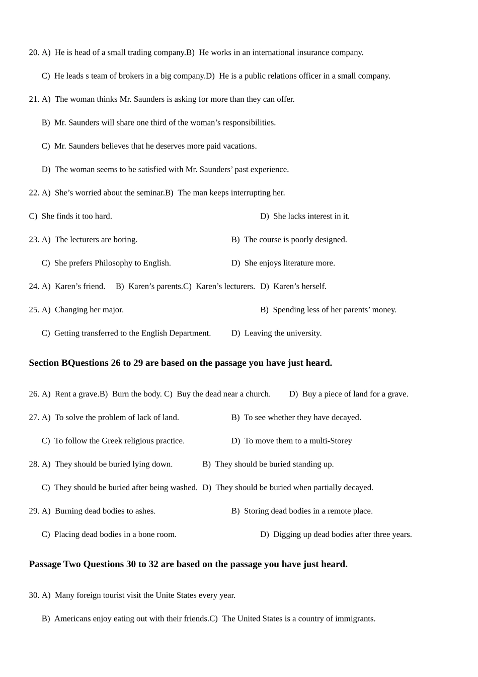 2025年四级听力真题和答案_第2页