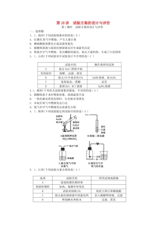 2025年中考化学考点复习第18讲实验方案的设计与评价测试