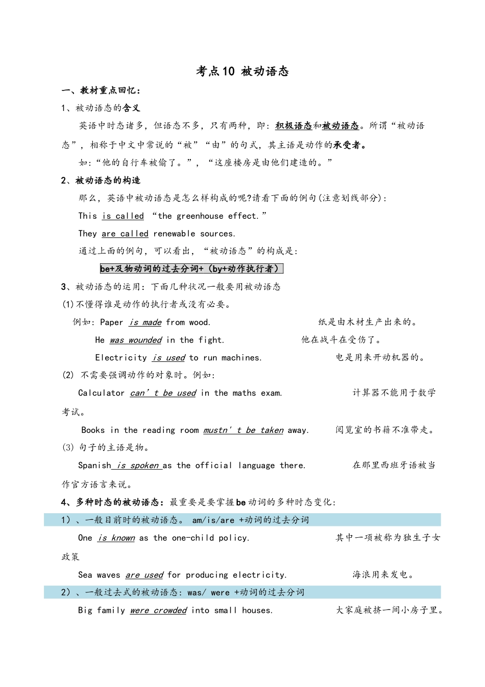 2025年中考英语考点专项训练10被动语态_第2页