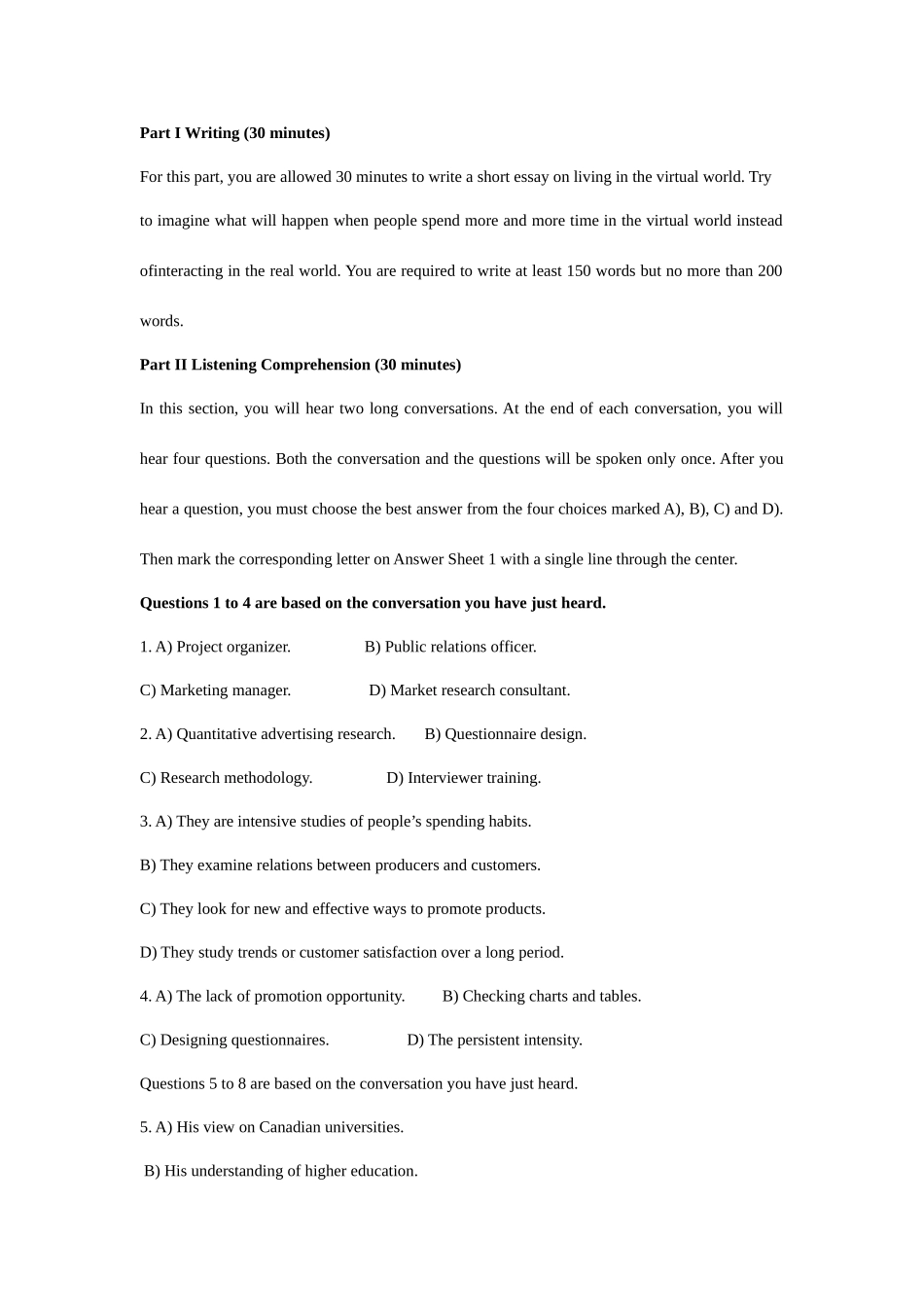 2025年大学英语六级第套真题及答案解析_第1页