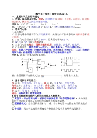 2025年数字电子技术复习知识点