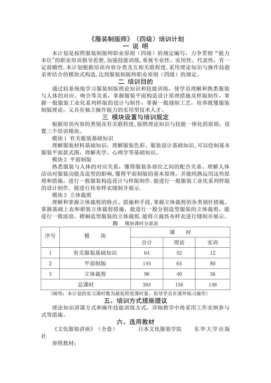 2025年服装制版师四级培训计划_第1页