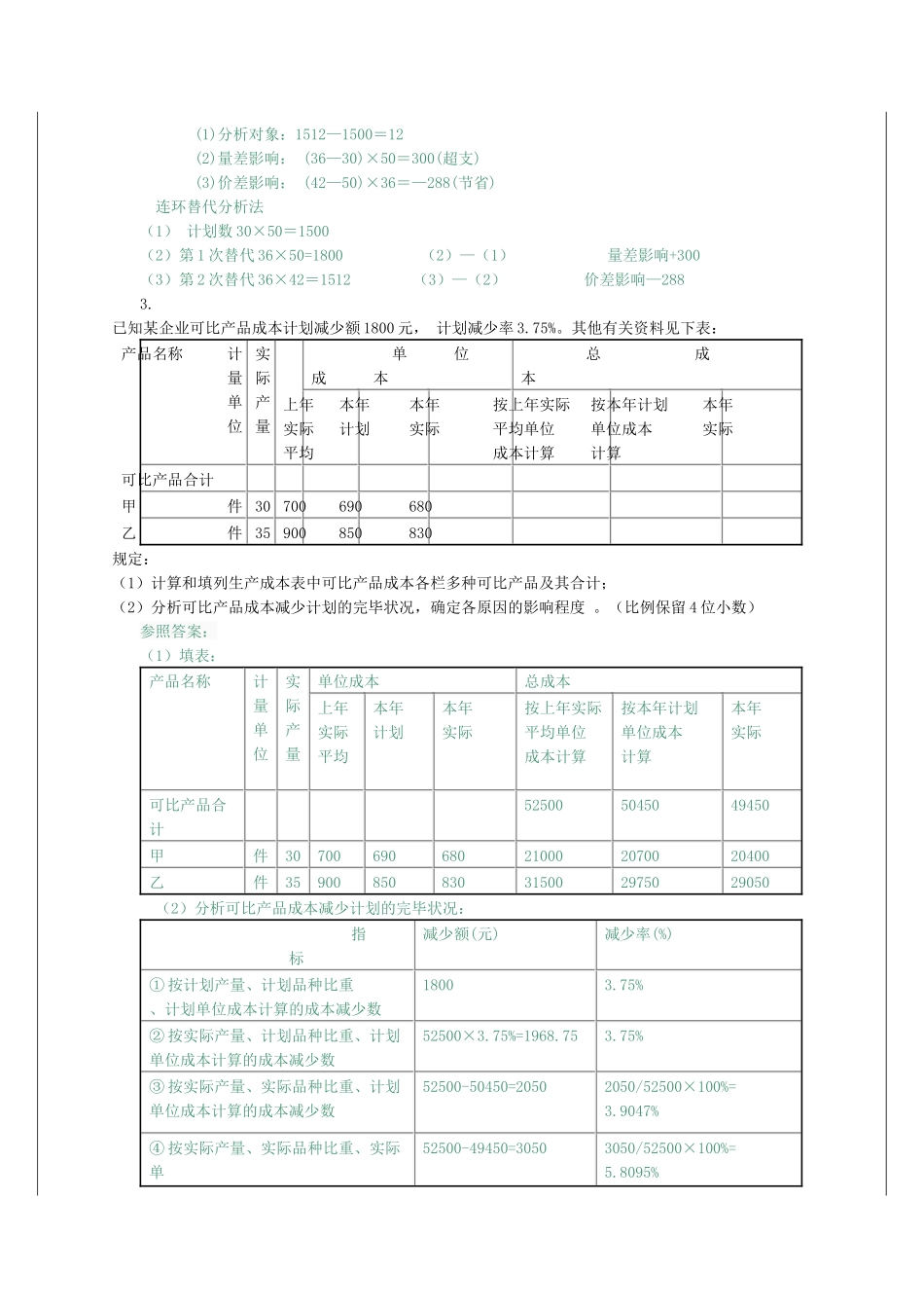 2025年电大成本会计形成性考核作业答案_第3页