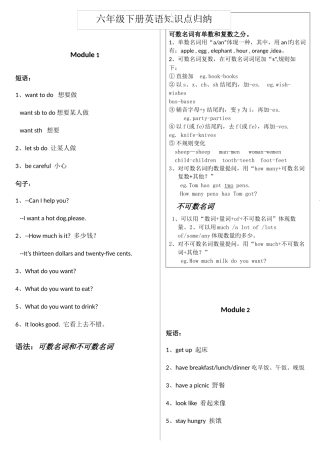 2025年外研版六年级下册英语知识点梳理