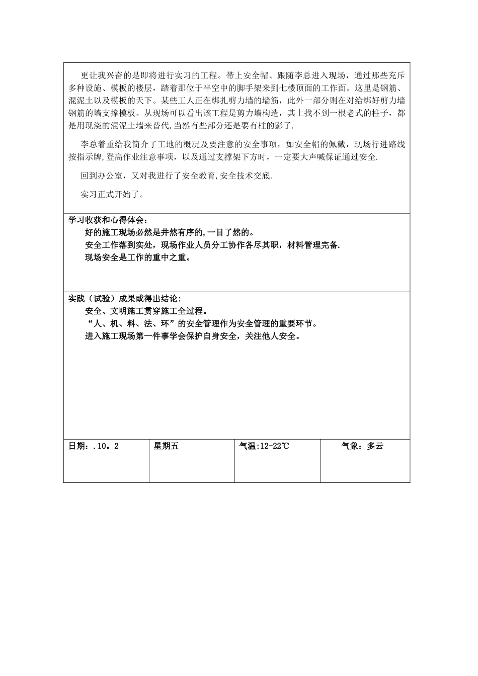 2025年电大建筑施工与管理专业毕业实践日志_第3页