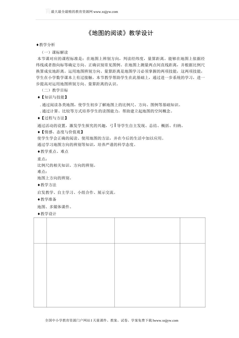 《地图的阅读》教学设计_第1页