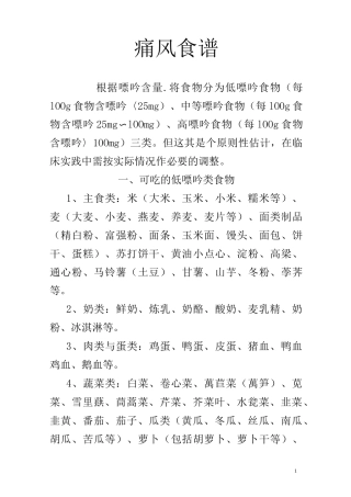 (完整版)痛风病人食谱
