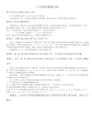 九宫格的解题过程汇编