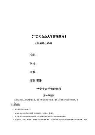 大型科技公司企业大学管理章程