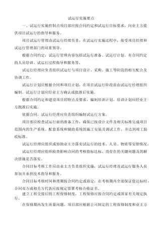 EPC项目试运行实施要点