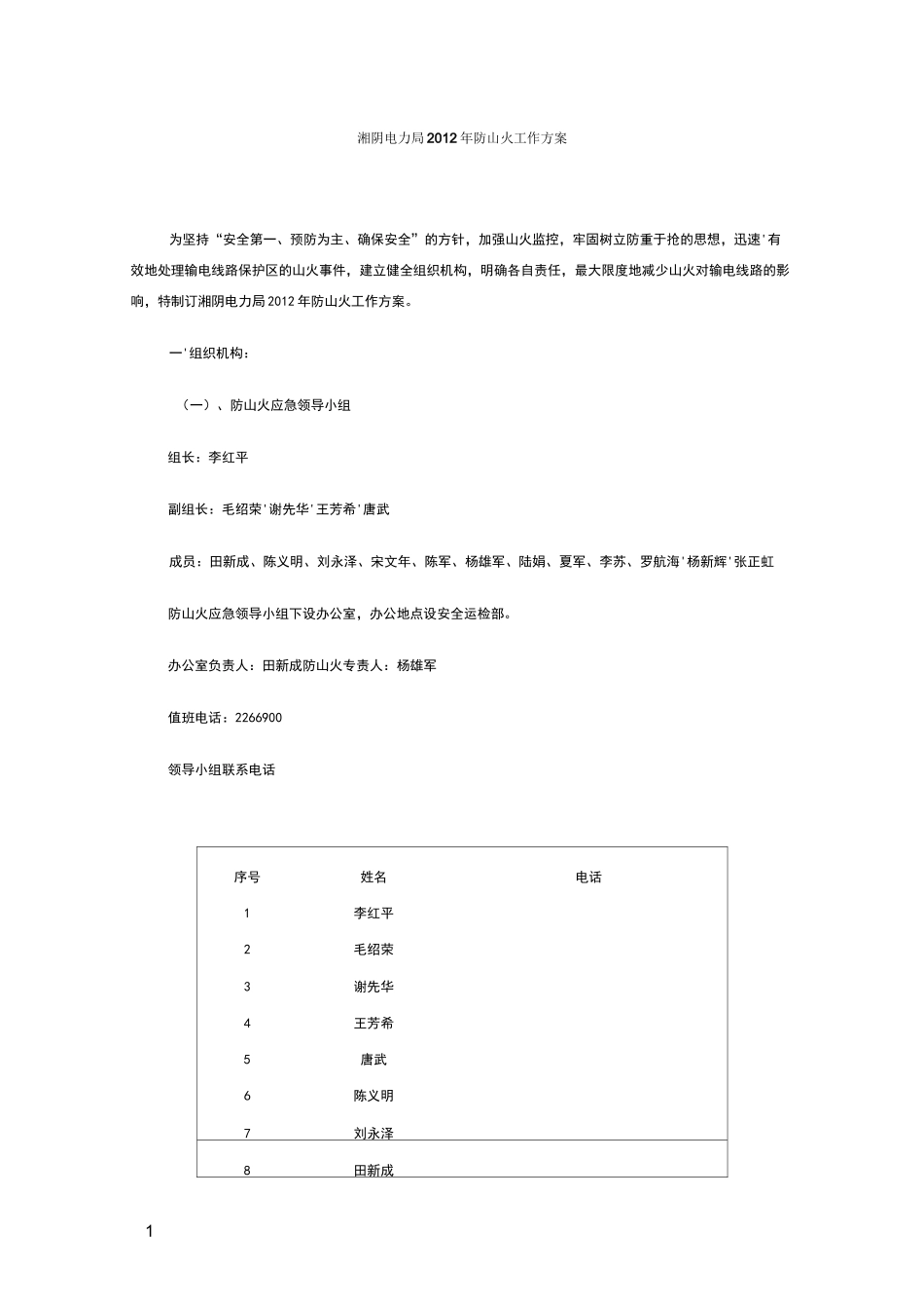 防山火工作方案_第1页