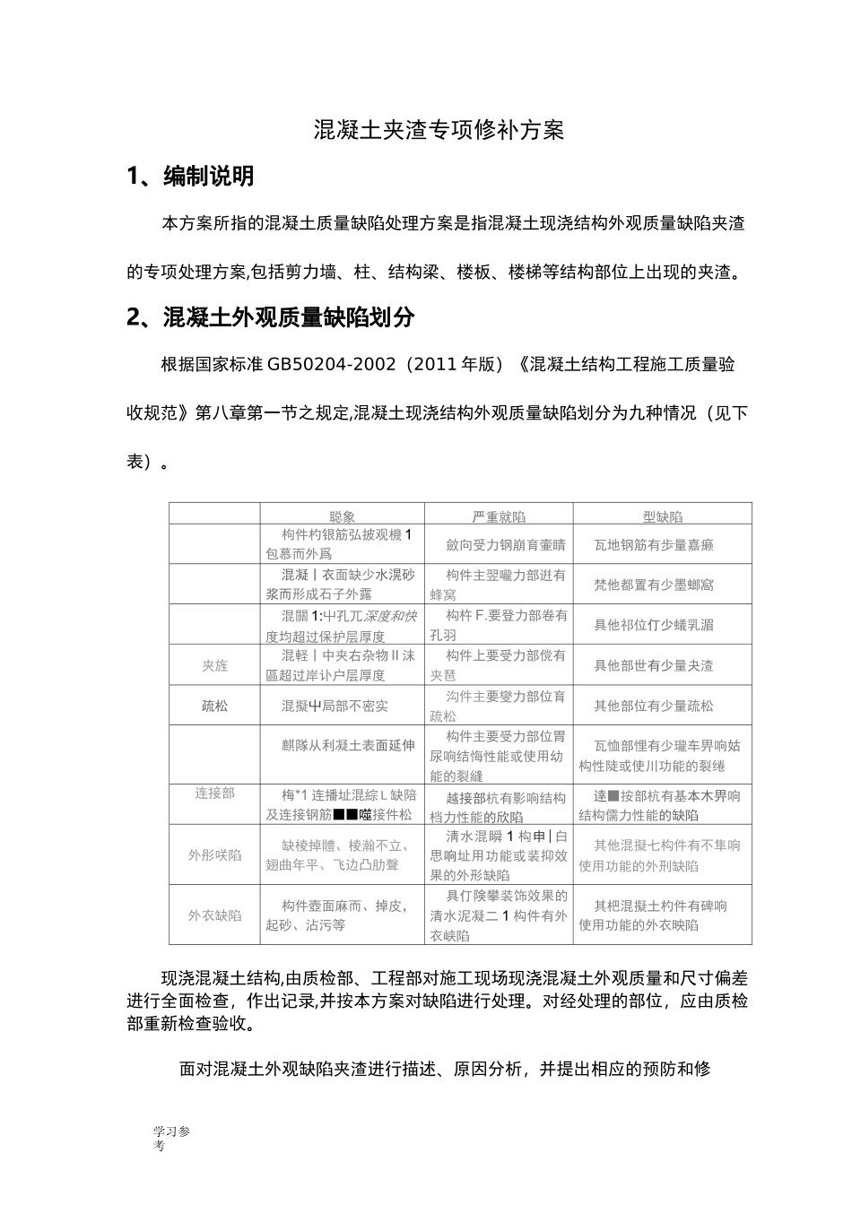 混凝土结构夹渣专项修补方案_第3页