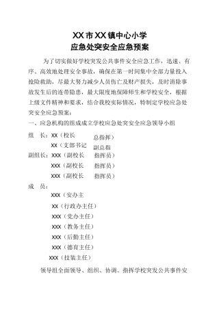 XXX小学应急处突预案