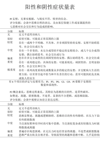 阳性和阴性症状量表(panss量表)课件