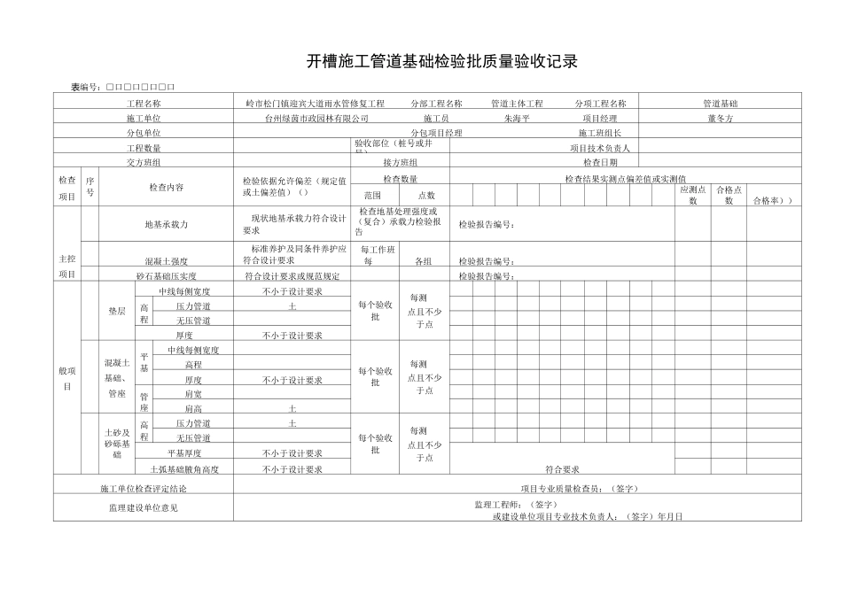 管道基础垫层 报验申请表_第3页