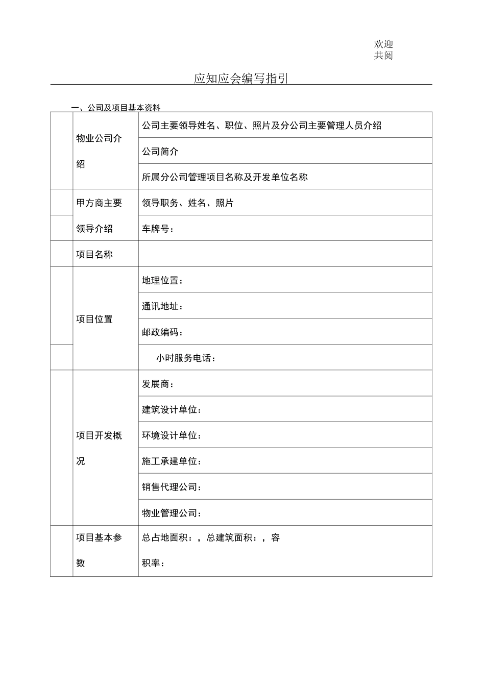 物业管理项目应知应会编写_第1页