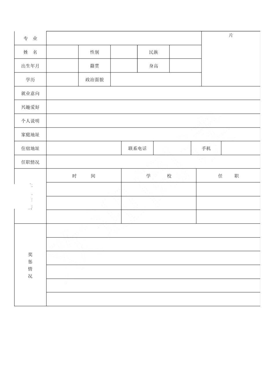 个人简历表格模板格合集_第3页