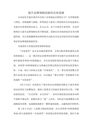 提升品牌策略创新的具体思路