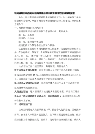 监理部疫情防控工作方案