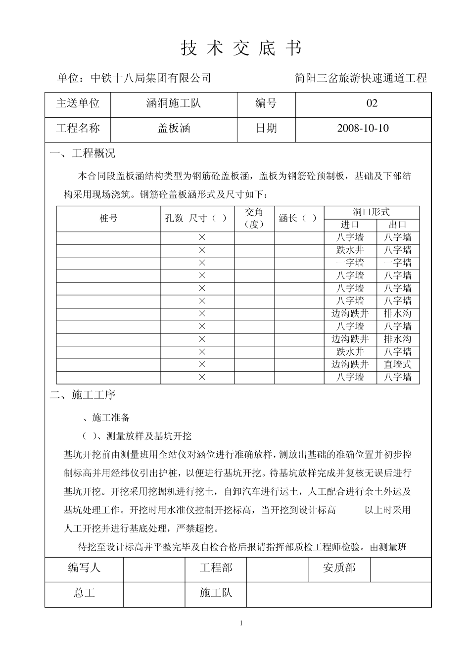 盖板涵技术交底书_第1页