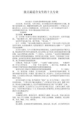 盘点最适合女生的十大专业