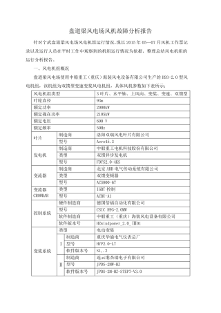 盘道梁风电场风机故障分析报告