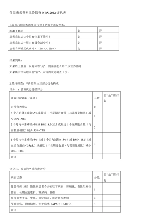 目前为止最全的营养评估量表共21页