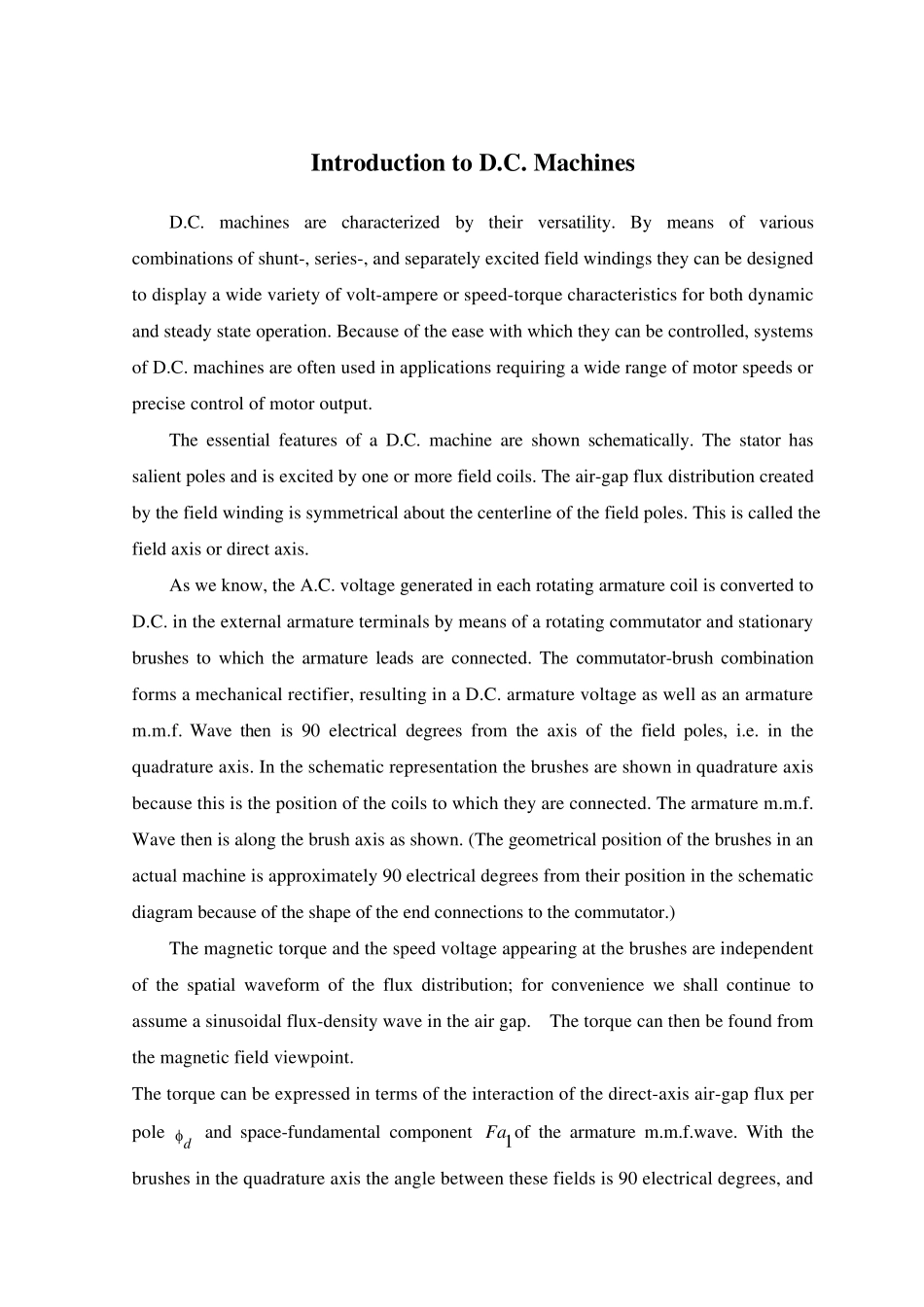 直流电机的介绍中英文翻译资料_第1页