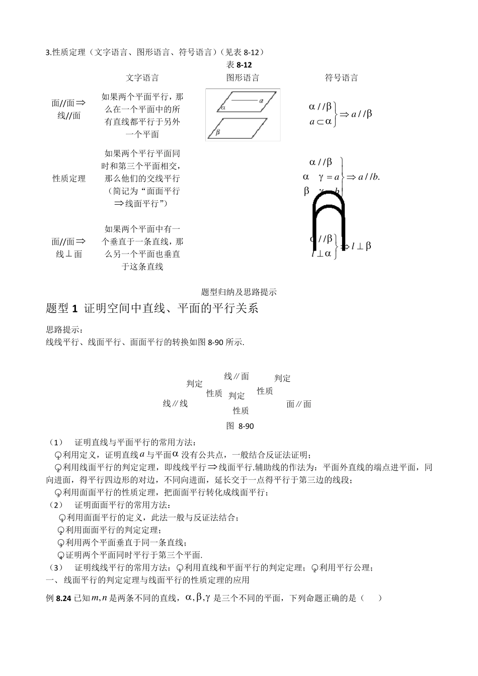直线、平面平行的判定与性质知识点及题型归纳_第2页