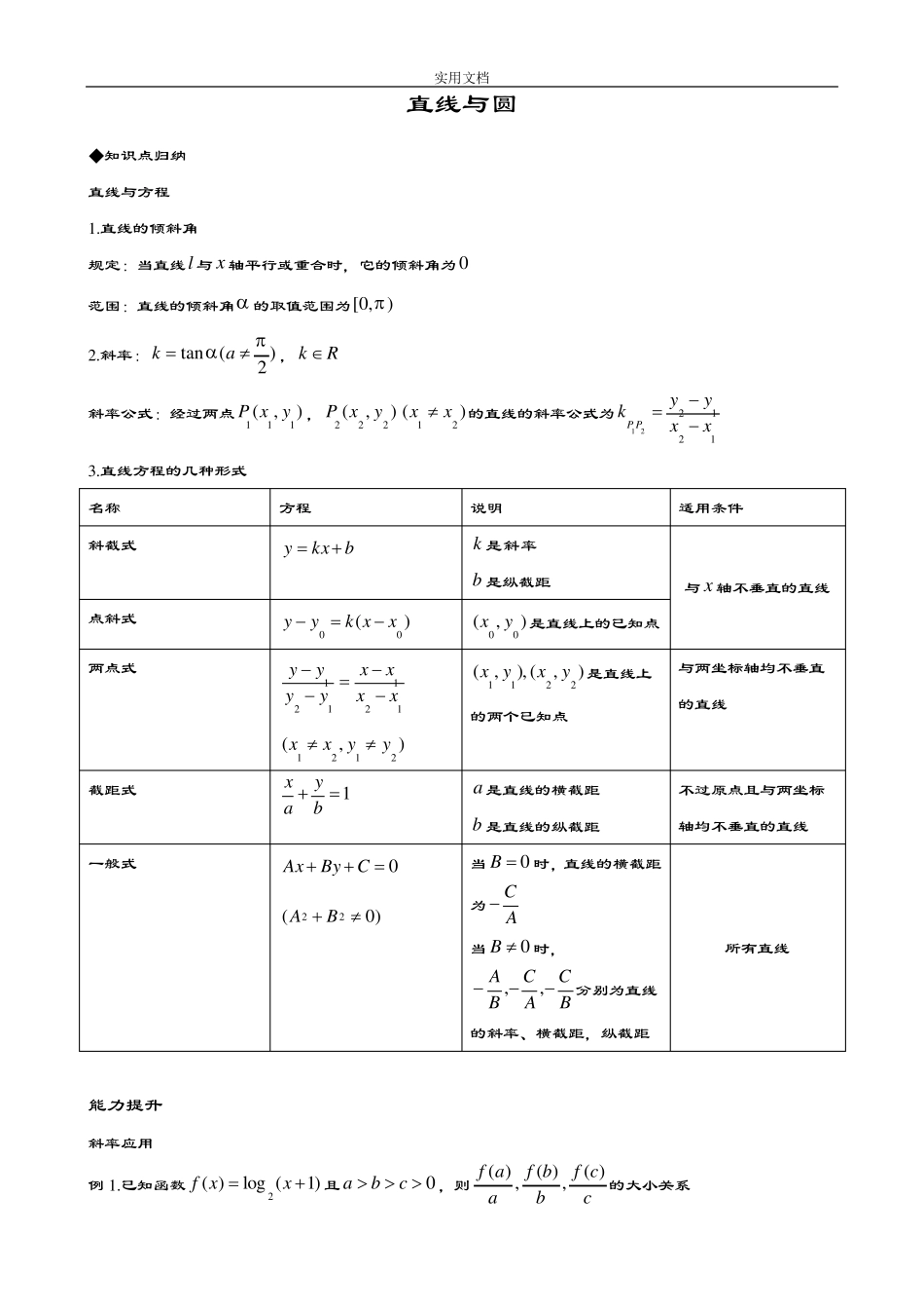 直线与圆知识归纳_第1页
