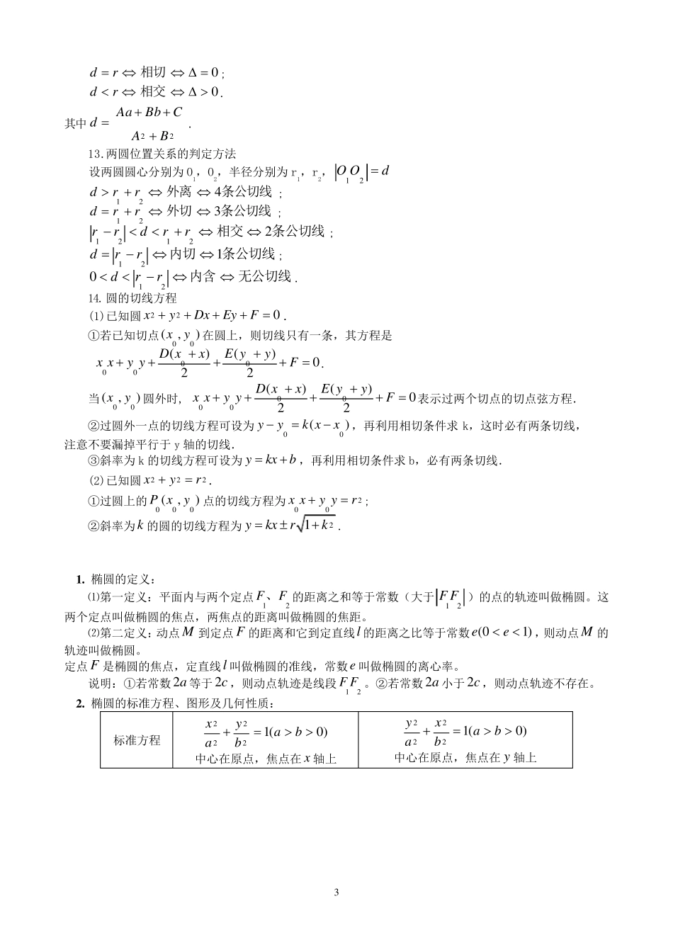 直线方程及圆、椭圆、双曲线、抛物线定义、性质及标准方程_第3页