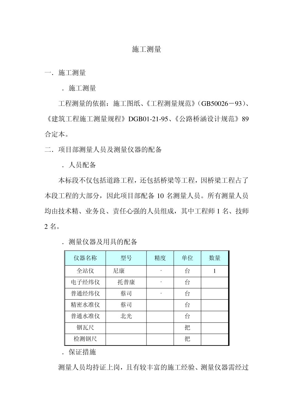 直线桥和匝道桥施工测量方案_第1页