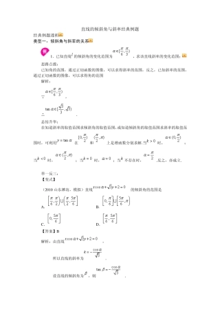 直线的倾斜角与斜率经典例题
