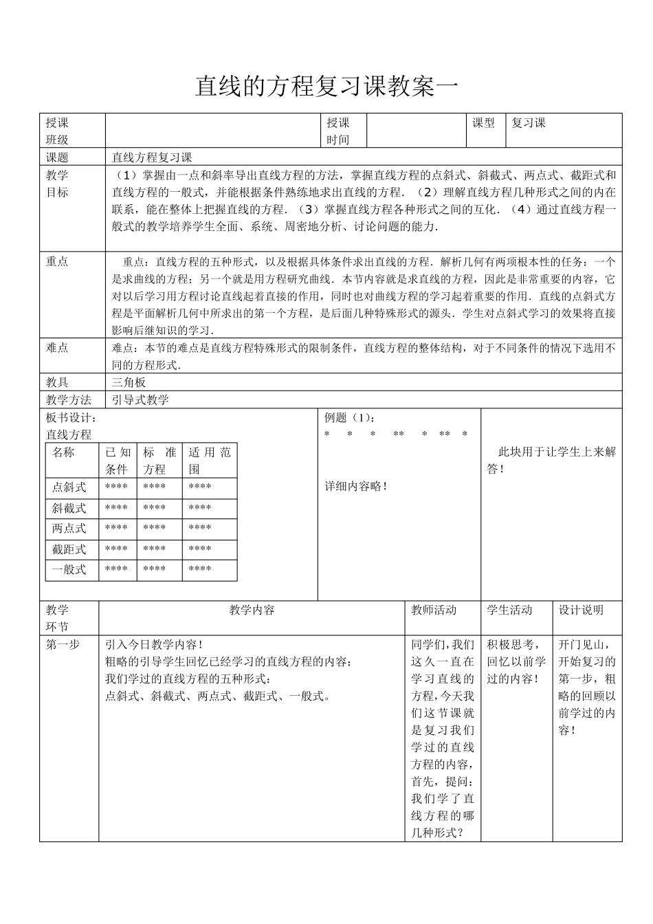 直线的方程复习课教案_第1页