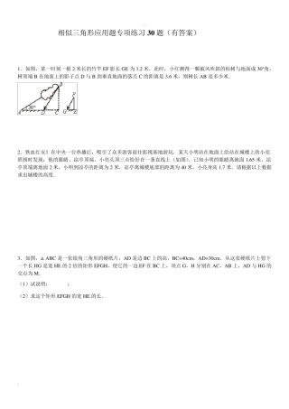 相似三角形应用题专项练习30题