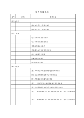 相关标准规范