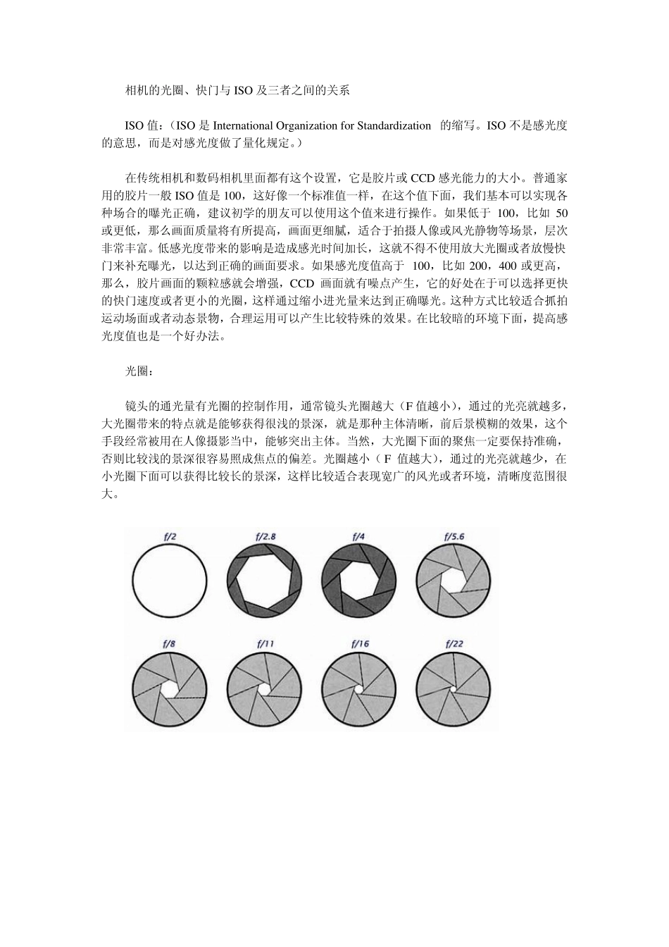相机的光圈、快门与ISO及三者之间的关系_第1页