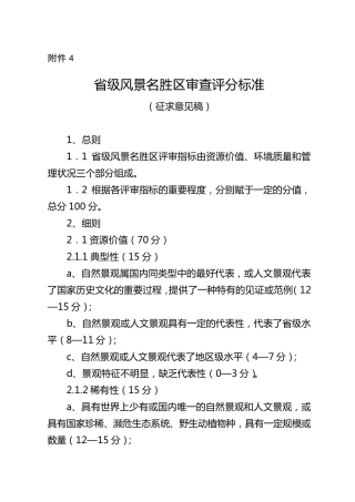 省级风景名胜区审查评分标准