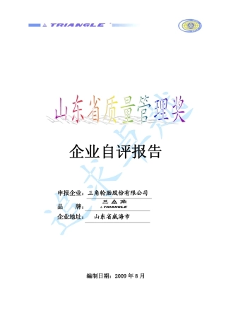 省长质量奖自评报告